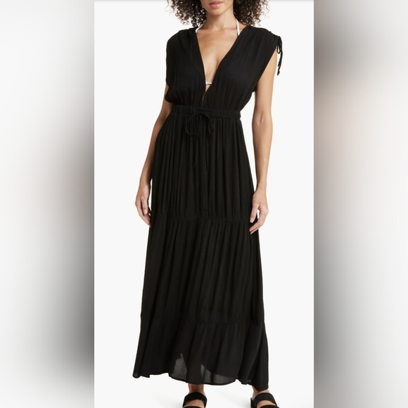 Elan Ruched Tiered Cover-Up Maxi Dress - Picture 6 of 8
